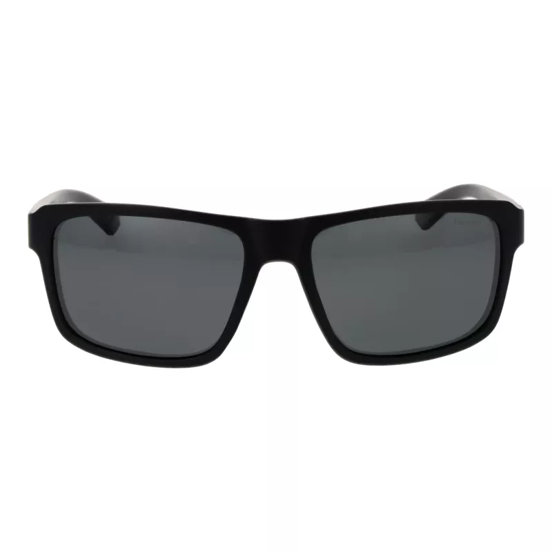 POLAROID PLD2158S58807 Gafas de sol hombre polarizadas, rectangulares, montura negra, lentes grises, 58mm