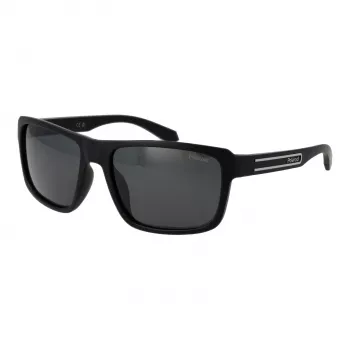 POLAROID PLD2158S58807 Gafas de sol hombre polarizadas, rectangulares, montura negra, lentes grises, 58mm