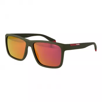 Polaroid PLD2164S58TBO Gafas de sol rectangular para hombre - Montura Havana lentes polarizadas verdes 58mm