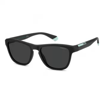 POLAROID PLD2168S003 Gafas de sol rectangulares hombre - Montura negra mate, lentes grises polarizadas, 54 mm