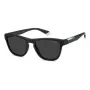 POLAROID PLD2168S003 Gafas de sol rectangulares hombre - Montura negra mate, lentes grises polarizadas, 54 mm