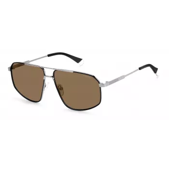 Polaroid PLD4118SX85KS Gafas de sol hombre, rectangulares - Montura Havana, lentes polarizadas marrones - 59 mm
