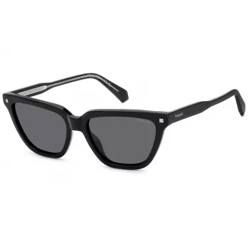 Gafas de sol rectangulares de mujer Polaroid PLD4157SX807 - Montura negra, lentes grises polarizadas, 55 mm