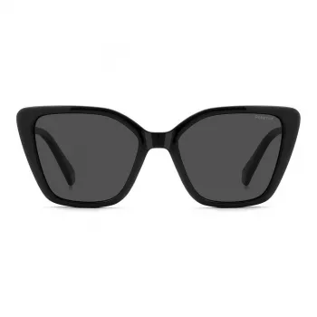Polaroid PLD4189S807 Gafas de sol rectangulares mujer - Montura negra, lentes grises polarizadas, 53 mm