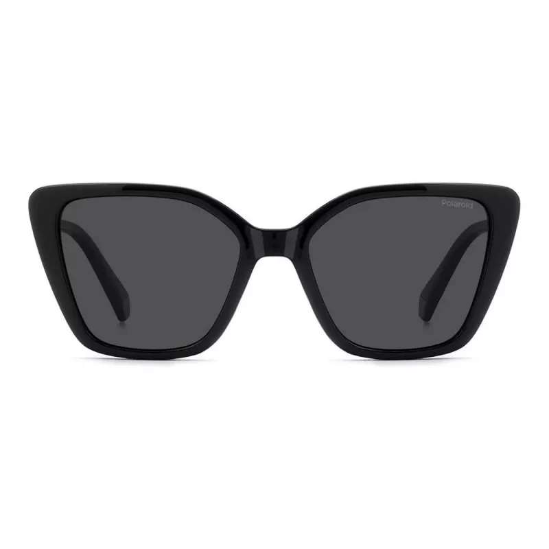 Polaroid PLD4189S807 Gafas de sol rectangulares mujer - Montura negra, lentes grises polarizadas, 53 mm