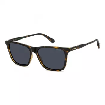 Gafas de sol de hombre Polaroid PLD4190S086 rectangulares Havana con lentes marrones polarizadas