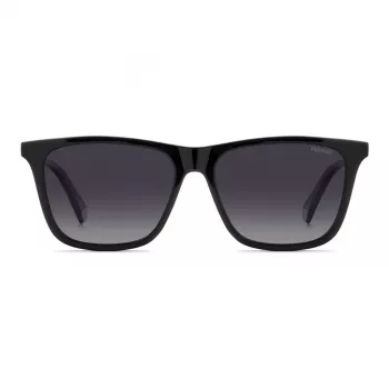 POLAROID PLD4190S807 Gafas de sol rectangulares de hombre - Montura negra Lentes grises polarizadas 56mm