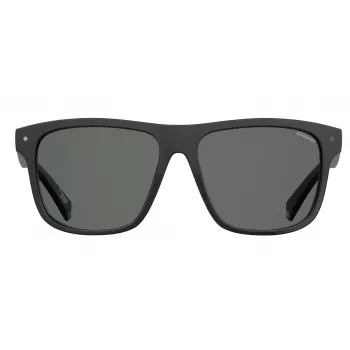 Polaroid PLD6041S807M9 Gafas de sol rectangulares de hombre - montura negra lentes grises 56/16/145 mm
