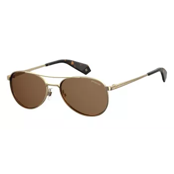 Polaroid PLD6070SXJ5GS Gafas de sol mujer rectangulares - Montura de acetato Havana, lentes grises polarizadas, 56 mm