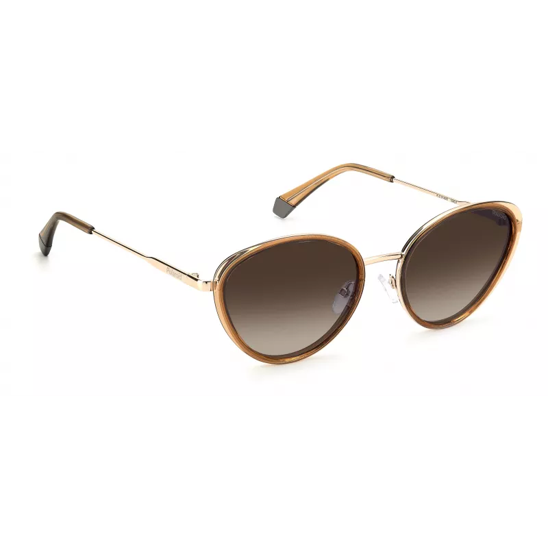Polaroid PLD6145S10ALA Gafas de sol estilo cuadrado para mujer - Patillas havana, lentes polarizadas marrones, 56 mm