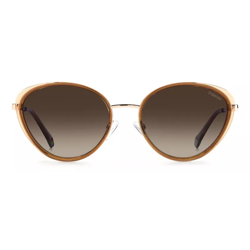 Polaroid PLD6145S10ALA Gafas de sol estilo cuadrado para mujer - Patillas havana, lentes polarizadas marrones, 56 mm