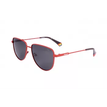 POLAROID PLD6196SX0Z3 Gafas de sol cuadradas unisex - Montura negra lentes polarizadas grises 56mm