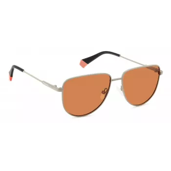 Gafas de sol cuadradas unisex Polaroid PLD6196SX2M8F - Montura Havana, lentes polarizadas TAC marrones, 56mm