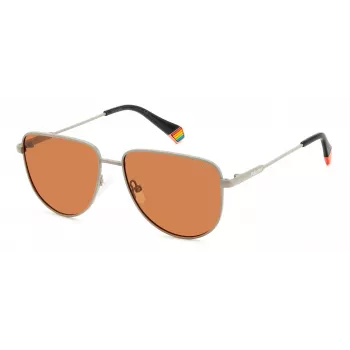 Gafas de sol cuadradas unisex Polaroid PLD6196SX2M8F - Montura Havana, lentes polarizadas TAC marrones, 56mm