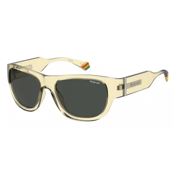 Gafas de sol cuadradas unisex Polaroid PLD6197/S MC40G - Lentes grises polarizadas, montura negra