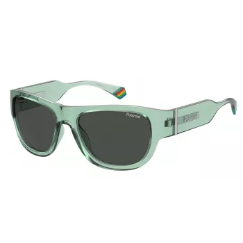 Polaroid PLD6197SMC1ED Gafas de sol unisex cuadradas - Montura negra Lentes grises polarizadas 55mm