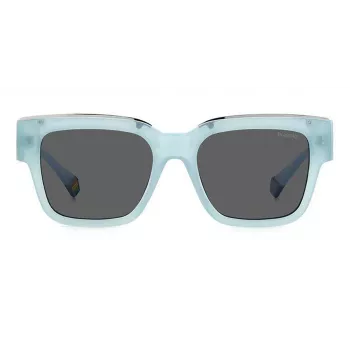 POLAROID PLD6198SXMVUF Gafas de sol cuadradas unisex - Montura negra lentes polarizadas grises 52mm