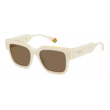 POLAROID PLD6198SXSZJ Gafas de sol rectangulares unisex - montura Havana, lentes polarizadas verdes - 52/18/140 mm