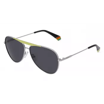 Polaroid PLD6200SXKU2G Gafas de sol unisex rectangulares - Lentes polarizadas grises - Montura negra