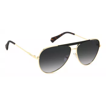 Polaroid PLD6200SXRHLG Gafas de sol rectangulares unisex - Montura negra lentes polarizadas grises 61mm