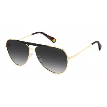 Polaroid PLD6200SXRHLG Gafas de sol rectangulares unisex - Montura negra lentes polarizadas grises 61mm
