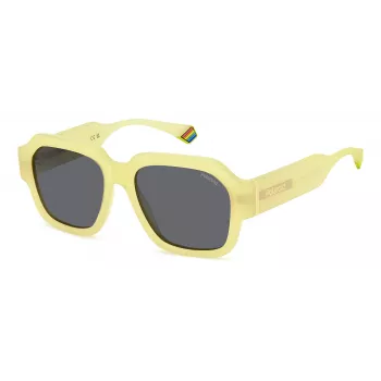 Gafas de sol rectangulares unisex Polaroid PLD6212SX40G - Montura Havana, lentes verdes polarizadas - 54/17/140 mm