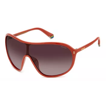 POLAROID PLD6216SL7Q Gafas de sol unisex - Montura negra, lentes polarizadas grises, forma escudo