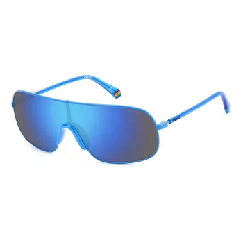 POLAROID PLD6222SMVU Gafas de sol rectangulares unisex - Montura negra, lentes grises polarizadas, 99 mm