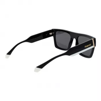 POLAROID PLD6224SX5480 Gafas de sol rectangulares unisex - Montura negra, lentes polarizadas grises, 54 mm
