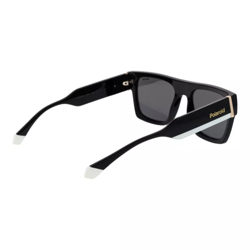 POLAROID PLD6224SX5480 Gafas de sol rectangulares unisex - Montura negra, lentes polarizadas grises, 54 mm