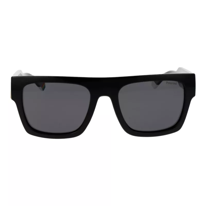 POLAROID PLD6224SX5480 Gafas de sol rectangulares unisex - Montura negra, lentes polarizadas grises, 54 mm