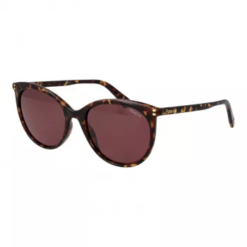 POLAROID PLD6231S55086 Gafas de sol para mujer estilo ojo de gato - Montura Havana, lentes marrones polarizadas, UV400
