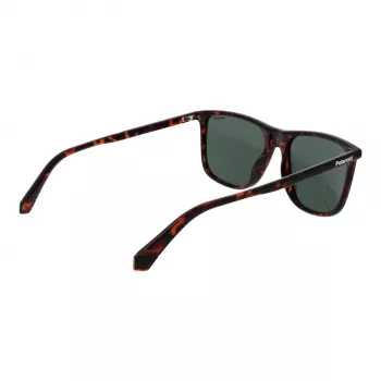 POLAROID PLD6232S55086 Gafas de sol rectangulares hombre - Montura negra, Lentes grises polarizadas, 55 mm