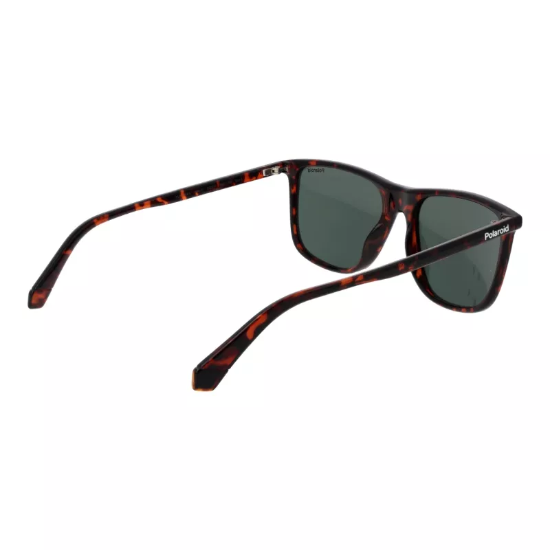 POLAROID PLD6232S55086 Gafas de sol rectangulares hombre - Montura negra, Lentes grises polarizadas, 55 mm