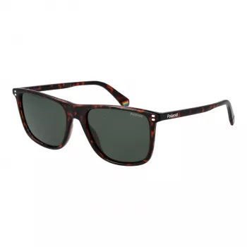 POLAROID PLD6232S55086 Gafas de sol rectangulares hombre - Montura negra, Lentes grises polarizadas, 55 mm