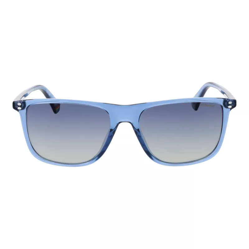 Polaroid PLD6232S55PJP Gafas de sol rectangulares para hombre - Montura negra lentes polarizadas grises 55/17/140 mm