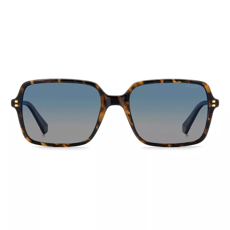 POLAROID PLD6247S086 Gafas de sol rectangulares hombre Havana con lentes verdes polarizadas