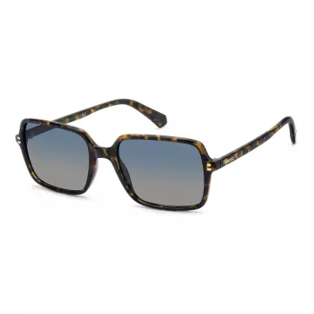 POLAROID PLD6247S086 Gafas de sol rectangulares hombre Havana con lentes verdes polarizadas