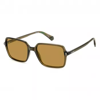 Polaroid PLD6247S09Q Gafas de sol rectangulares polarizadas para hombre - Montura negra lentes grises 56mm