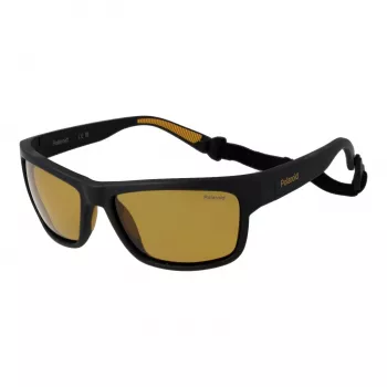 Polaroid PLD7031S59PGC Gafas de sol deportivas de hombre - Montura negra, lentes grises polarizadas, 59 mm