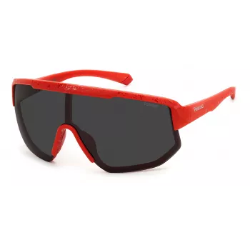 Polaroid PLD7047S0Z3 Gafas de sol rectangulares unisex - Montura negra, lentes grises, 99 mm