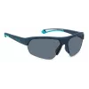 POLAROID PLD7048SZX9G6 Gafas de sol rectangulares unisex - Montura negra, lentes gris verdoso polarizadas, 65 mm