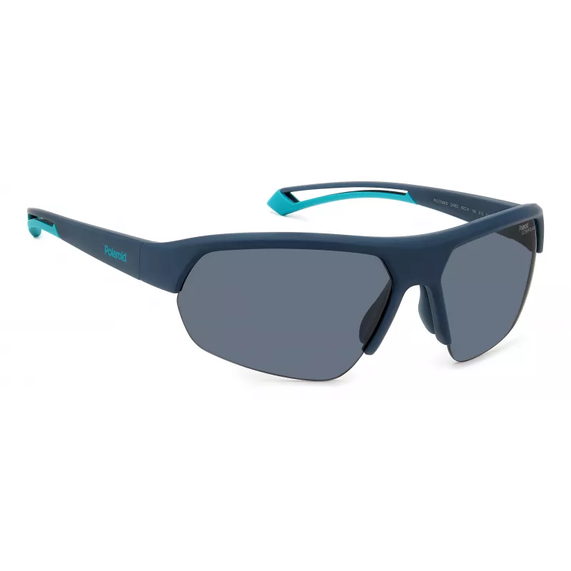 POLAROID PLD7048SZX9G6 Gafas de sol rectangulares unisex - Montura negra, lentes gris verdoso polarizadas, 65 mm