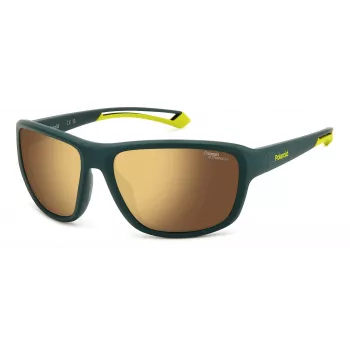 Polaroid PLD7049SGP7 Gafas de sol rectangulares unisex - Montura negra, lentes polarizadas grises, 62 mm