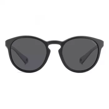 Polaroid PLD7050S003 Gafas de sol rectangulares unisex - montura negra, lentes grises polarizadas