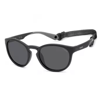 Polaroid PLD7050S003 Gafas de sol rectangulares unisex - montura negra, lentes grises polarizadas