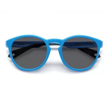 POLAROID PLD7050SMVU Gafas de sol cuadradas unisex - Montura negra mate, lente gris polarizada, 52mm