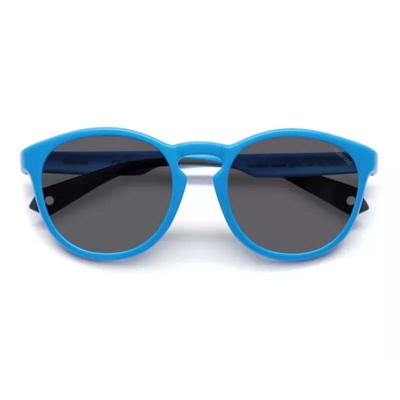 POLAROID PLD7050SMVU Gafas de sol cuadradas unisex - Montura negra mate, lente gris polarizada, 52mm