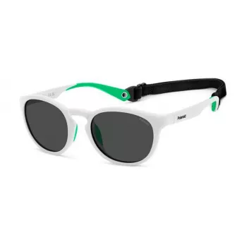 POLAROID PLD7050SVK6 Gafas de sol rectangulares unisex - Montura negra, lentes polarizadas grises, 52 mm