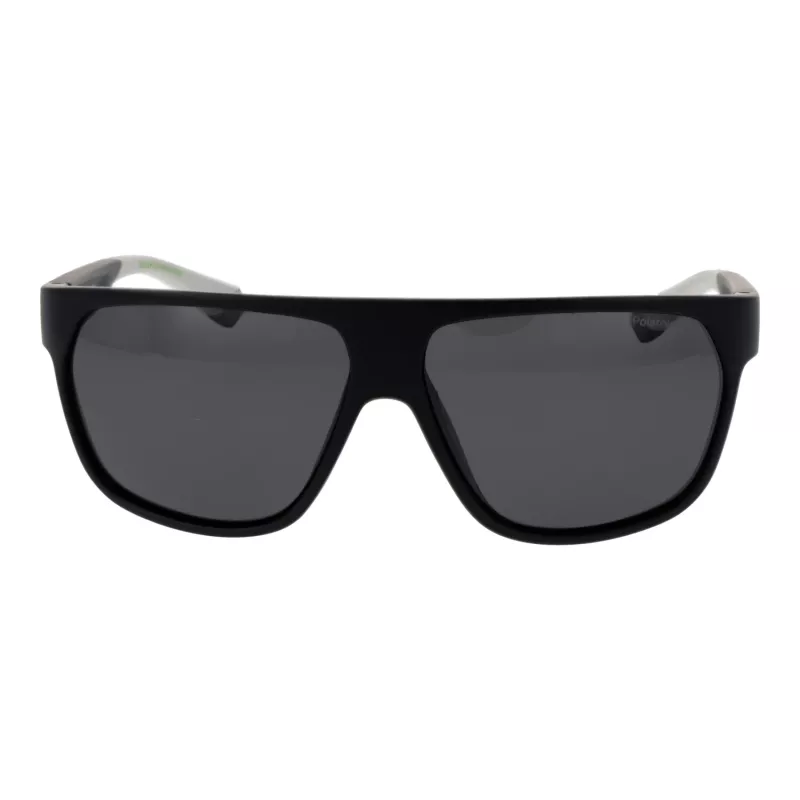 POLAROID PLD7053S60003 Gafas de sol para hombre con lente cuadrada - Montura negra, lentes grises polarizadas